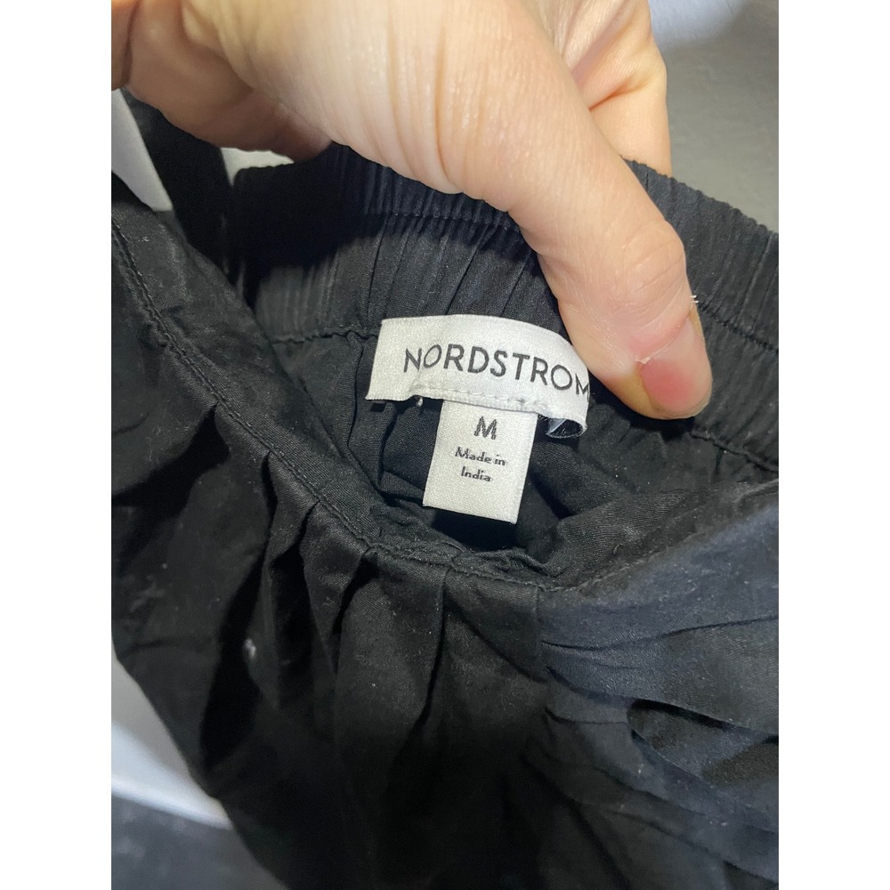 Nordstrom Midi Dress Womens Medium Black Cotton Pleated Sleeveless Minimalist - Picture 5 of 7